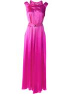 Kenzo Belted Evening Dress, Women's, Size: 34, Pink/purple, Silk