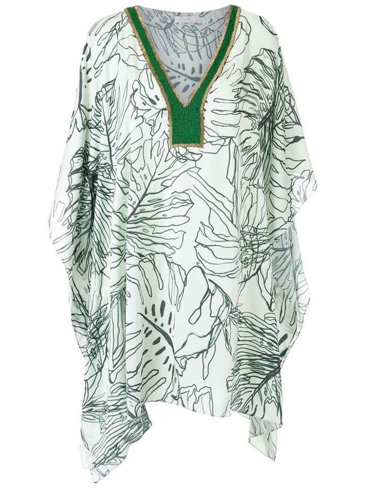 Brigitte V Neck Printed Kaftan - White