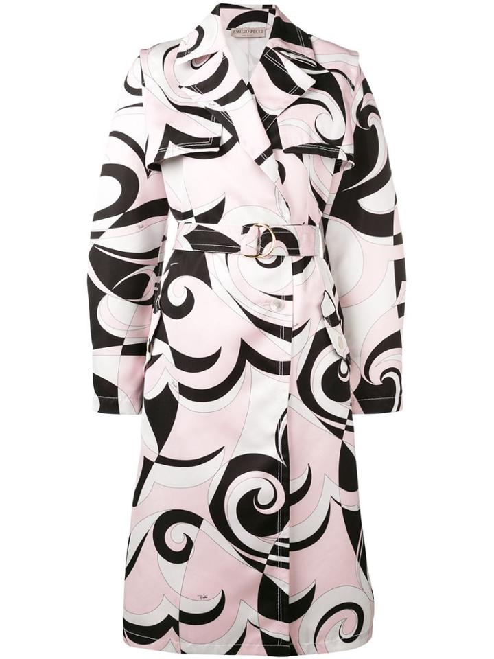 Emilio Pucci Fortuna Print Trench Coat - Pink