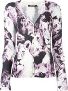 Roberto Cavalli Printed V-neck Cardigan