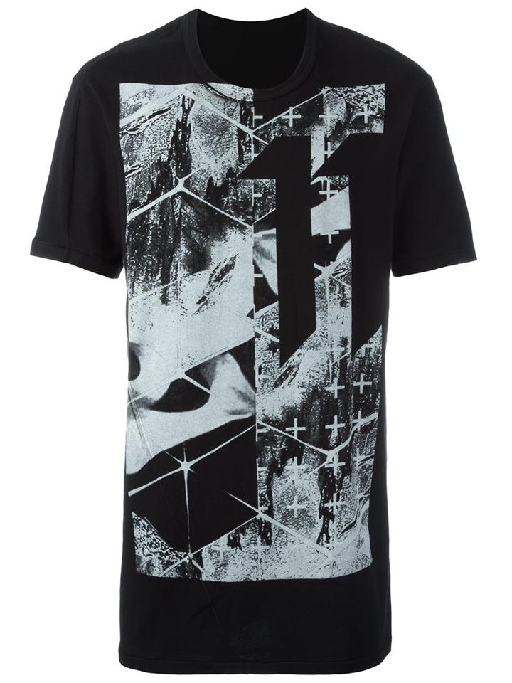 11 By Boris Bidjan Saberi Logo Print T-shirt, Men's, Size: Large, Black, Cotton