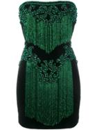 Balmain Strapless Embellished Dress, Women's, Size: 40, Black, Cotton/acrylic/glass/resin