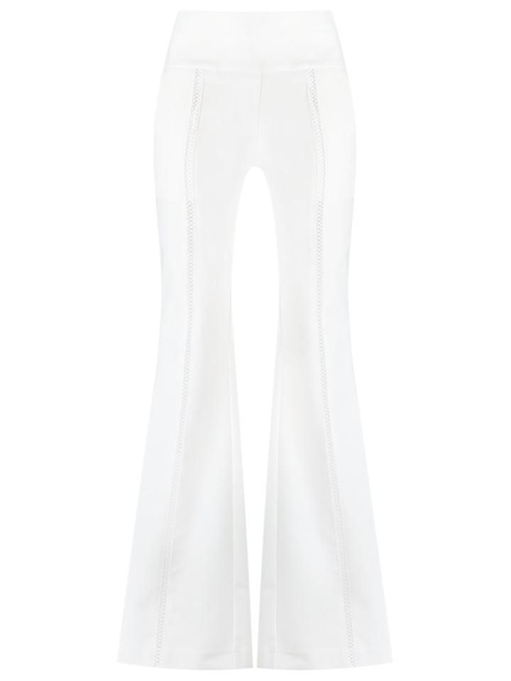 Giuliana Romanno Flared Trousers, Women's, Size: 40, White, Cotton/elastodiene