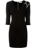 Pierre Balmain Beaded Star Fitted Dress, Women's, Size: 34, Black, Polyester/nylon/spandex/elastane