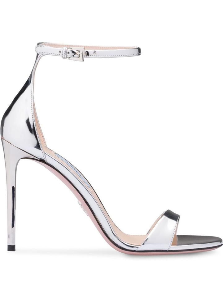 Prada Metallic Sandals - Silver