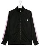 Diadora Junior Logo Print Sports Jacket - Black