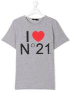 No21 Kids Teen Logo Print T-shirt - Grey