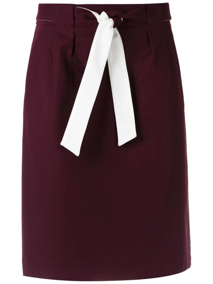 Egrey Belted Straight Skirt - Red