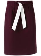 Egrey Belted Straight Skirt - Red