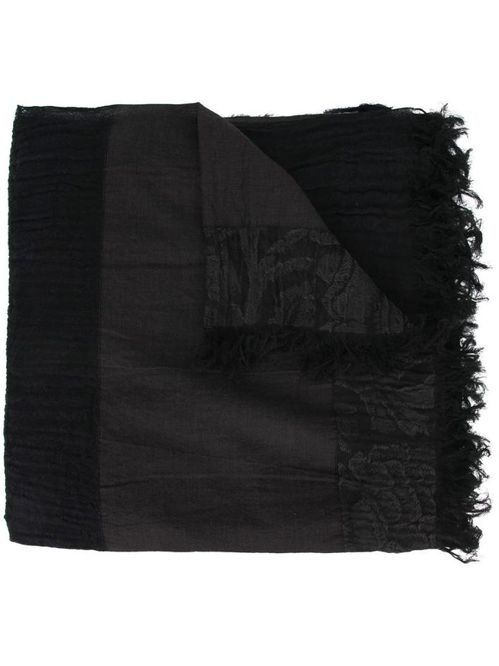 Uma Wang Contrast Panel Scarf, Adult Unisex, Black, Cotton