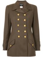 Chanel Vintage Cc Logo Double-breasted Coat - Brown