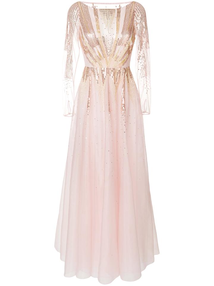 Temperley London Mineral Flared Dress - Pink & Purple
