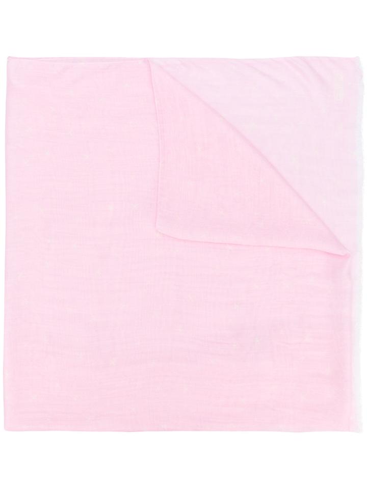 Closed Fringed-hem Scarf - Pink & Purple