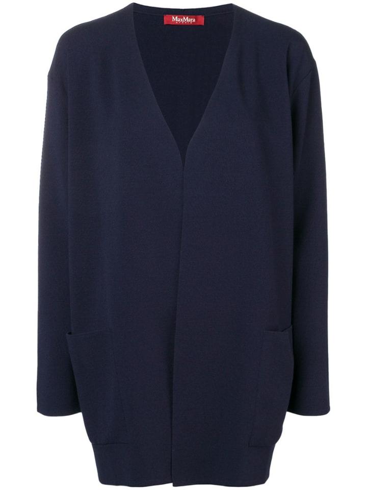 Max Mara Studio Open Front Oversized Jacket - Blue