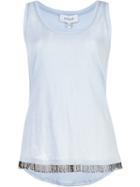 Derek Lam 10 Crosby Beaded Fray Tank Top, Women's, Size: Small, Blue, Linen/flax