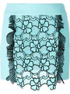 Emanuel Ungaro Flower Motif Short Skirt - Blue