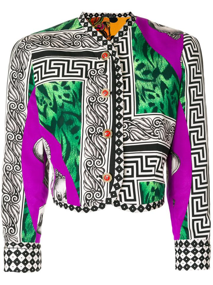 Versace Vintage Opera Pop Art Print Cropped Jacket - Multicolour