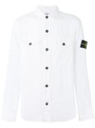 Stone Island Arm Patch Shirt, Men's, Size: Xl, White, Linen/flax