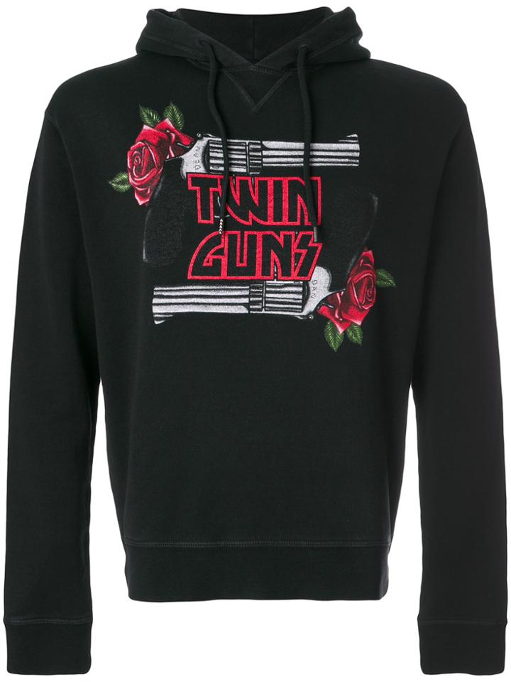 Dsquared2 Twin Guns Print Hoodie - Black