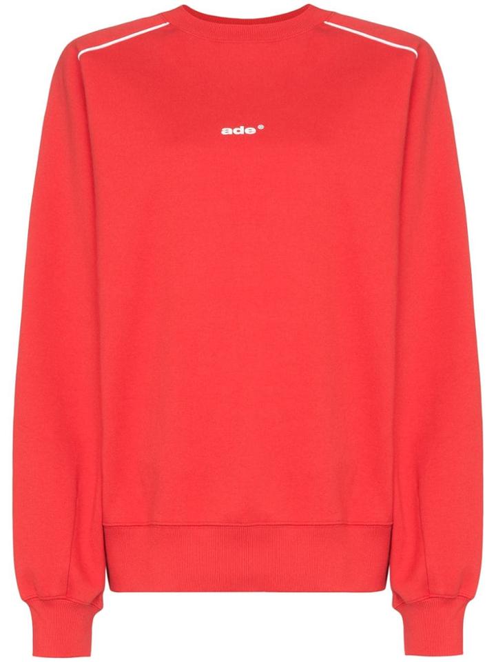 Ader Error Oversized Contrast Piping Sweatshirt - Red
