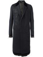 Alexander Mcqueen Moth Embroidered Coat, Men's, Size: 52, Grey, Cotton/wool/viscose