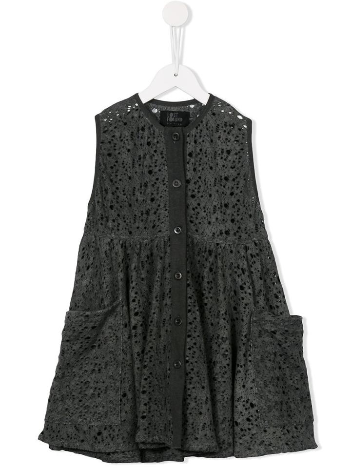 Lost And Found Kids Perforated Shirt Dress, Toddler Girl's, Size: 4 Yrs, Grey