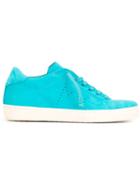 Leather Crown Perforated Sneakers, Women's, Size: 37, Blue, Rubber/leather/cotton