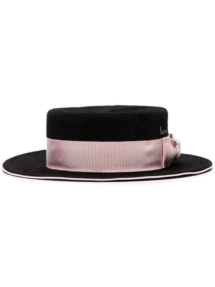 Ruslan Baginskiy Ribbon-trimmed Boater Hat - Black