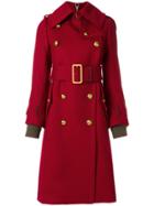 Sacai Military Belted Coat - Red