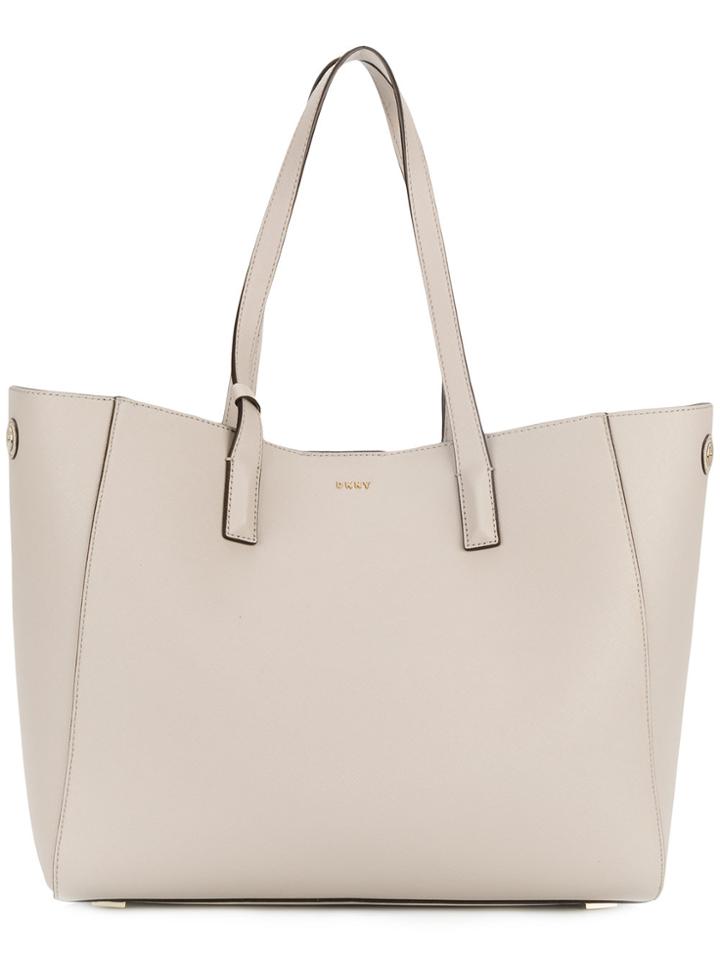Donna Karan Logo Plaque Tote - Nude & Neutrals
