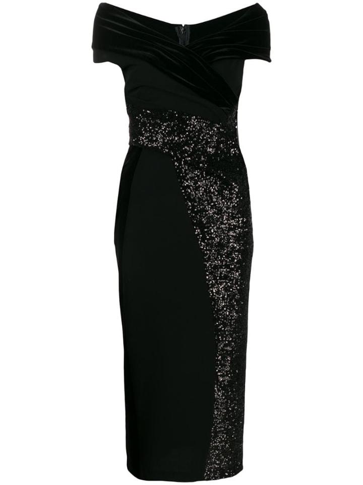 Talbot Runhof Contrast Sequin Dress - Black