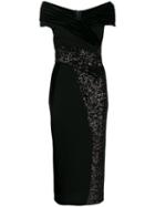 Talbot Runhof Contrast Sequin Dress - Black