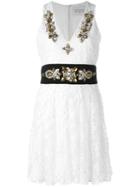 Stefano De Lellis - Embellished V-neck Lace Dress - Women - Polyester - 42, White, Polyester