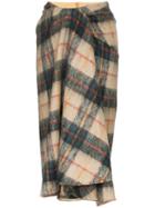 Samuel Gui Yang Draped Tartan Midi Skirt - Multicolour
