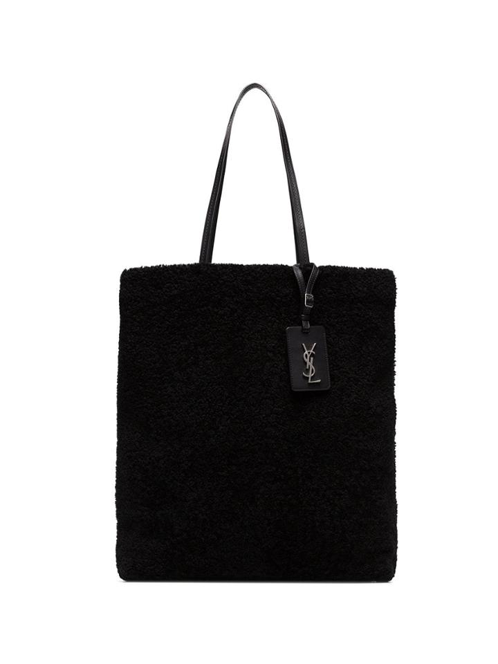 Saint Laurent Shearling Tote Bag - Black