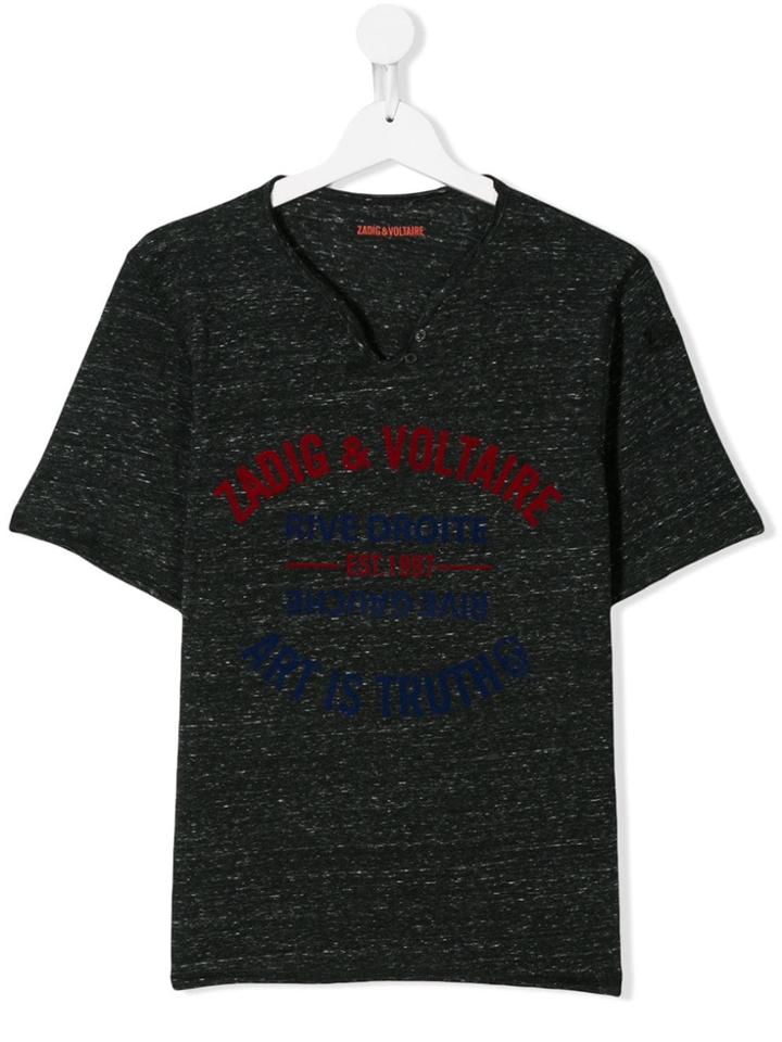 Zadig & Voltaire Kids Teen Logo Print T-shirt - Grey