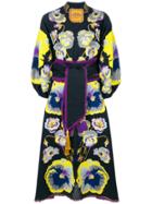 Yuliya Magdych Pansies Embroidered Dress - Blue