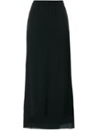 Kristensen Du Nord Lateral Slit Long Skirt, Women's, Size: 2, Black, Cotton/silk/spandex/elastane/cupro