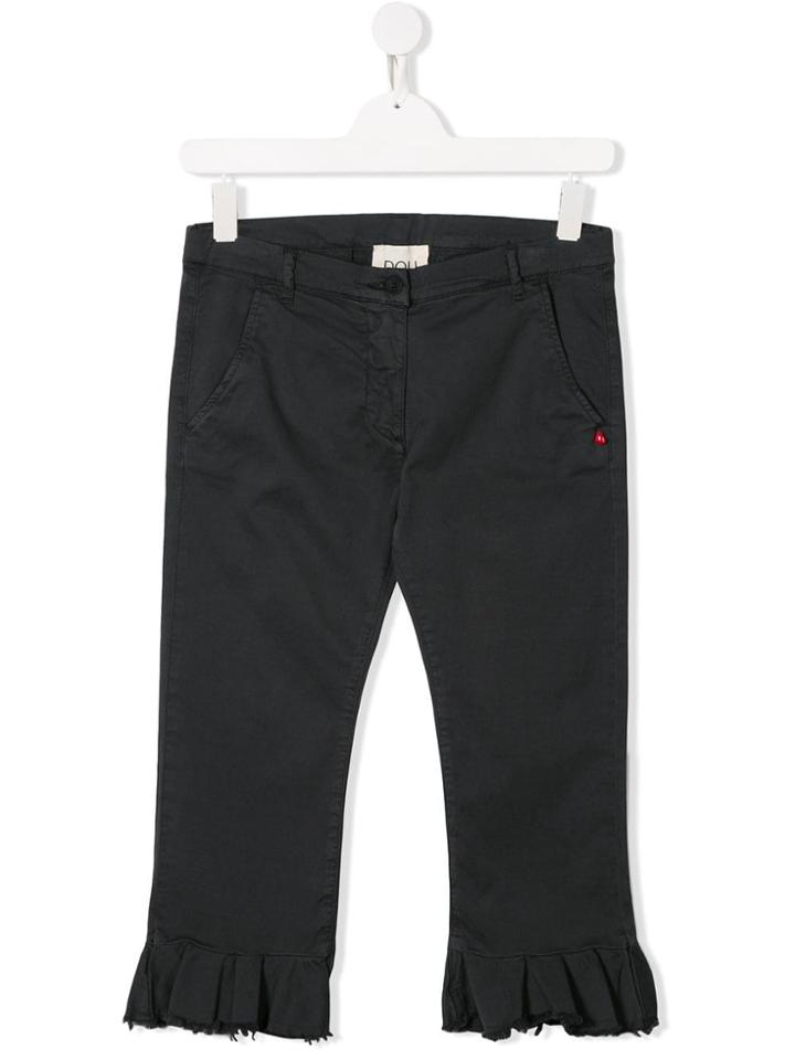 Douuod Kids Ruffled Hem Trousers - Grey