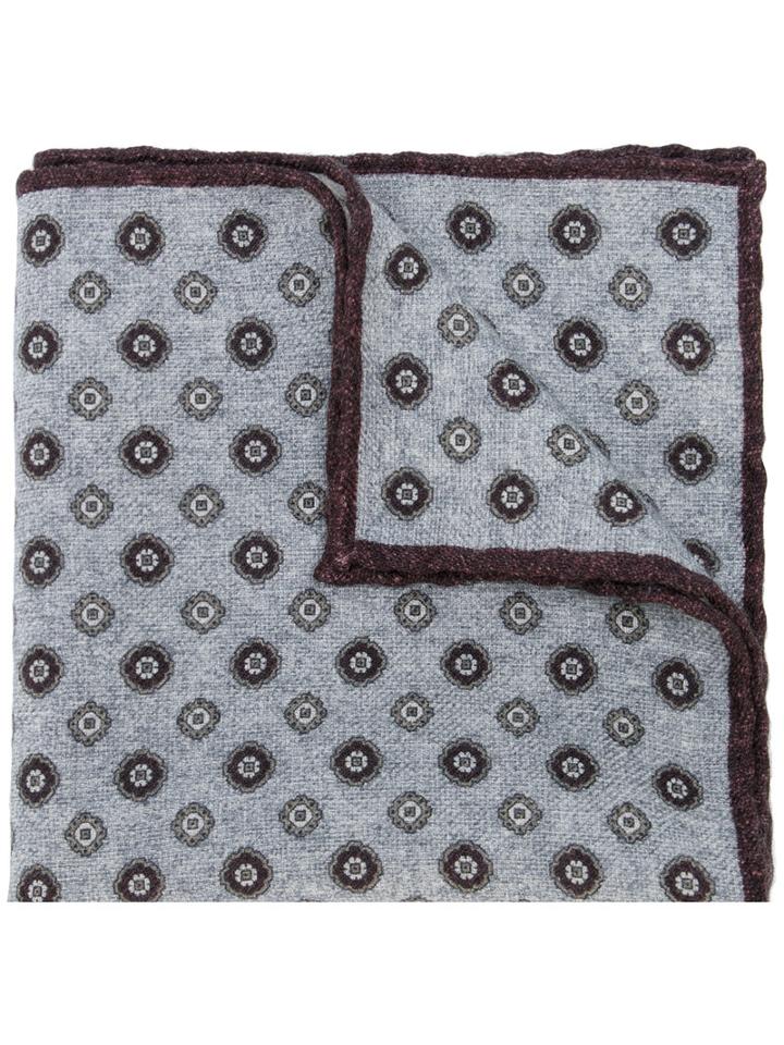 Eleventy - Printed Pocket Square - Men - Wool - One Size, Brown, Wool