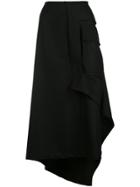 Yohji Yamamoto Asymmetric Draped Midi Skirt - Black