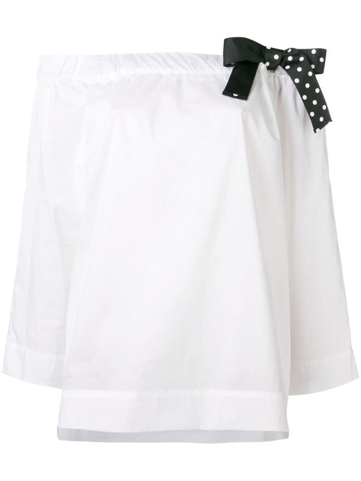 Twin-set Bardot Shirt With Bow Detail - White