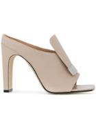 Sergio Rossi Open Toe Plaque Mules - Nude & Neutrals