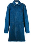 Marques'almeida Long Boxy Denim Coat, Women's, Size: Large, Blue, Cotton