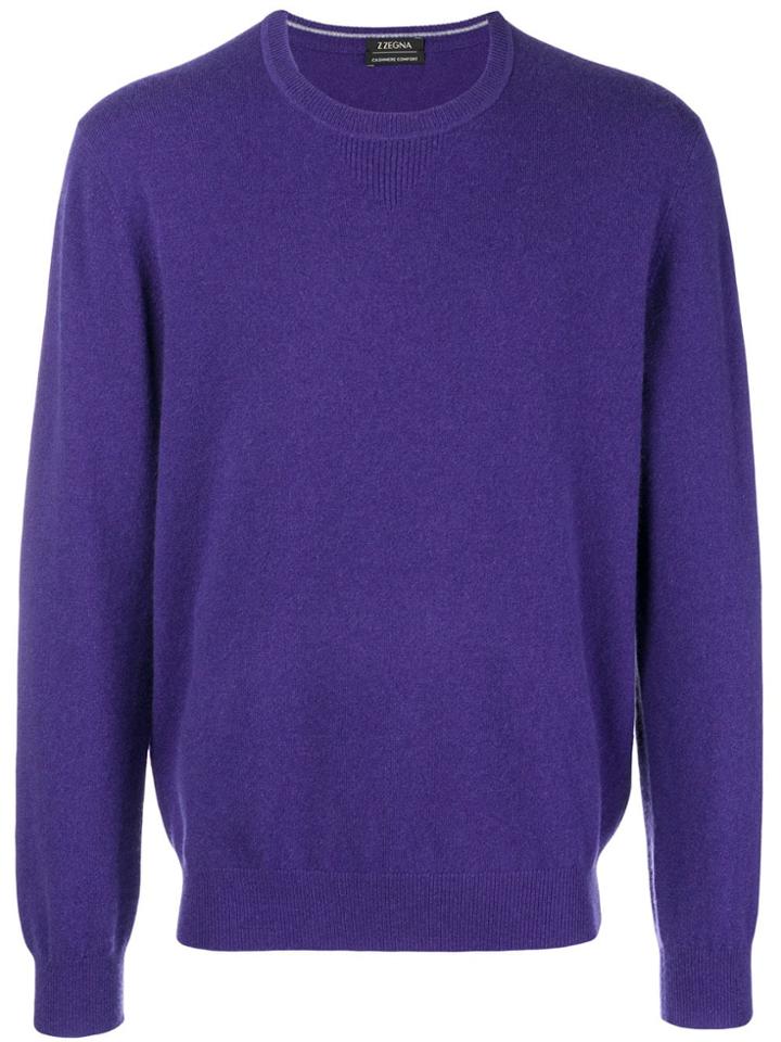 Z Zegna Cashmere Crew Neck Sweater - Purple