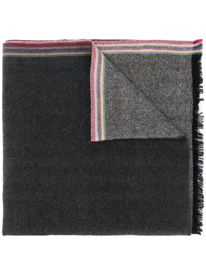 Paul Smith Zigzag Pattern Scarf - Grey