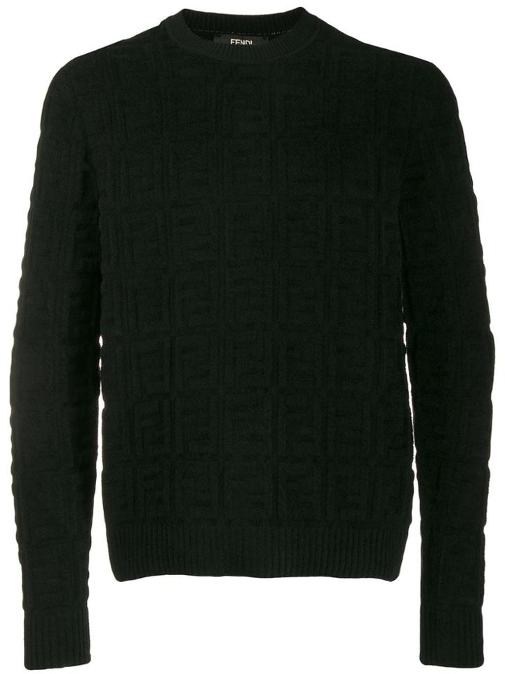 Fendi Textured Ff Motif Jumper - Black
