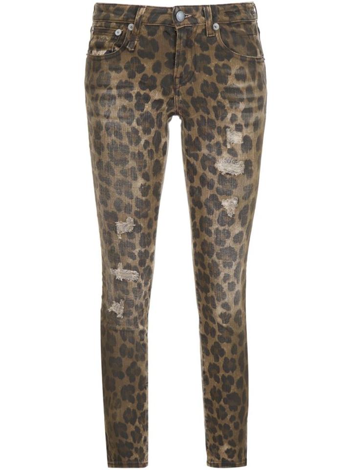 R13 Leopard Print Kate Skinny Jeans, Women's, Size: 29, Brown, Cotton/spandex/elastane