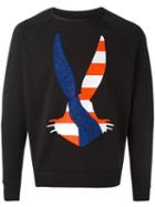 Iceberg Appliqué Bunny Sweatshirt, Men's, Size: Large, Black, Cotton/spandex/elastane