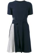 Emporio Armani - Pleated Detail Dress - Women - Polyester/viscose - 44, Blue, Polyester/viscose